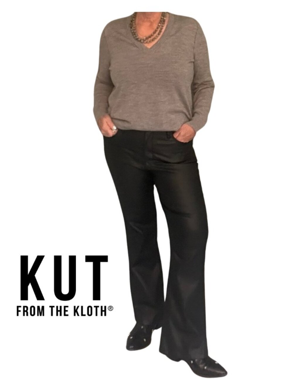 KUT from the Kloth Coated Bootcut Flare Coated Jeans Black Size 8